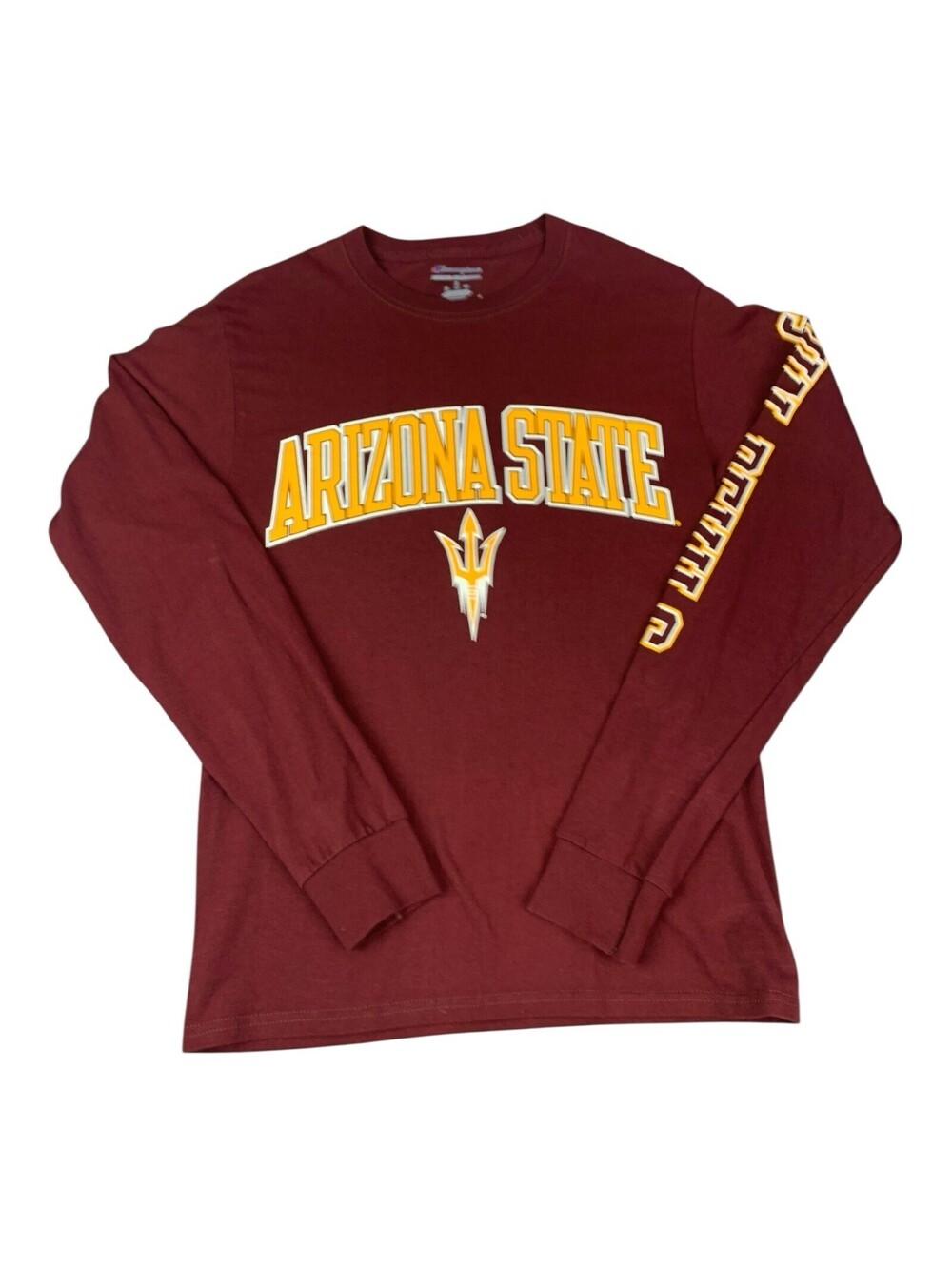 Arizona State Sun Devils Champion Long Sleeve T Shirt Maroon Red Size Small